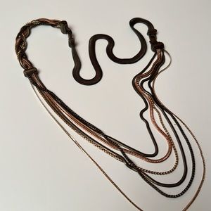 Chloe + Isabel Multi-Strand Mixed Metal Necklace — Rose Gold, Gold, and Gunmetal